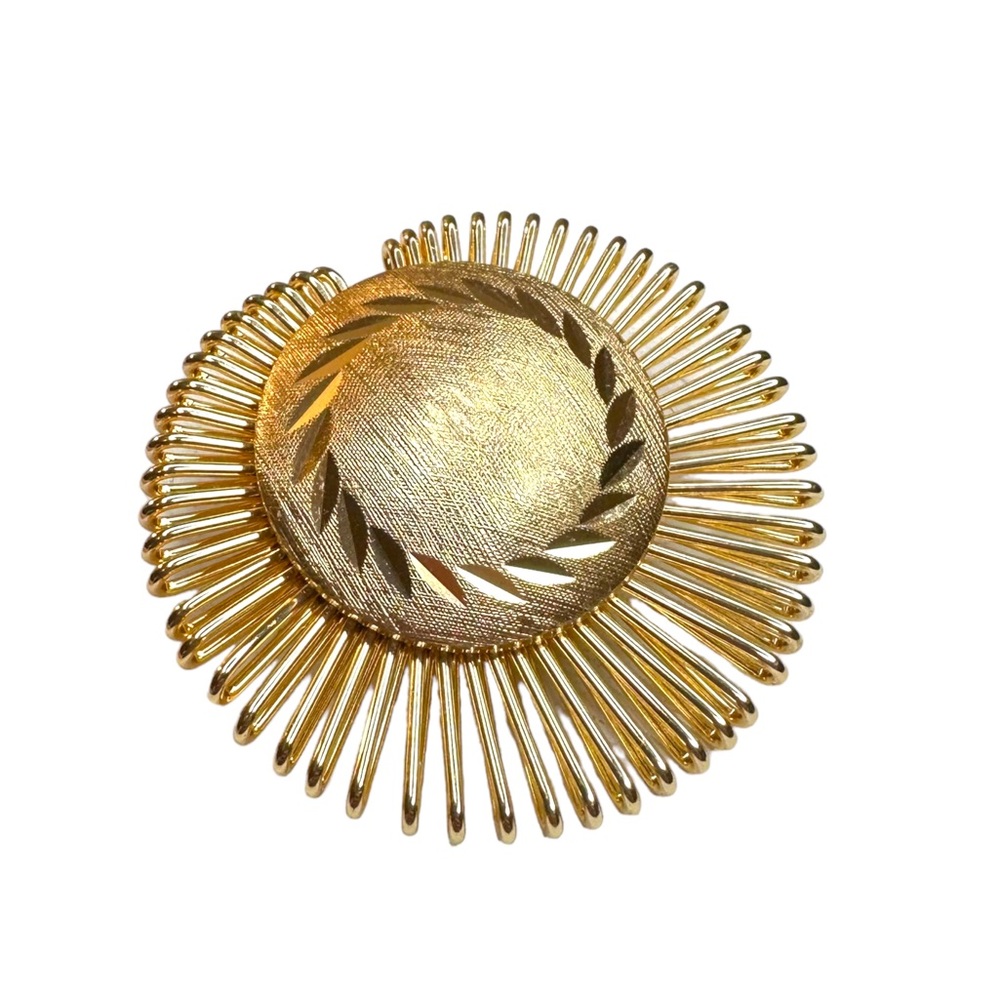 Vintage Mid Century Sunburst Gold Tone Scarf Clip